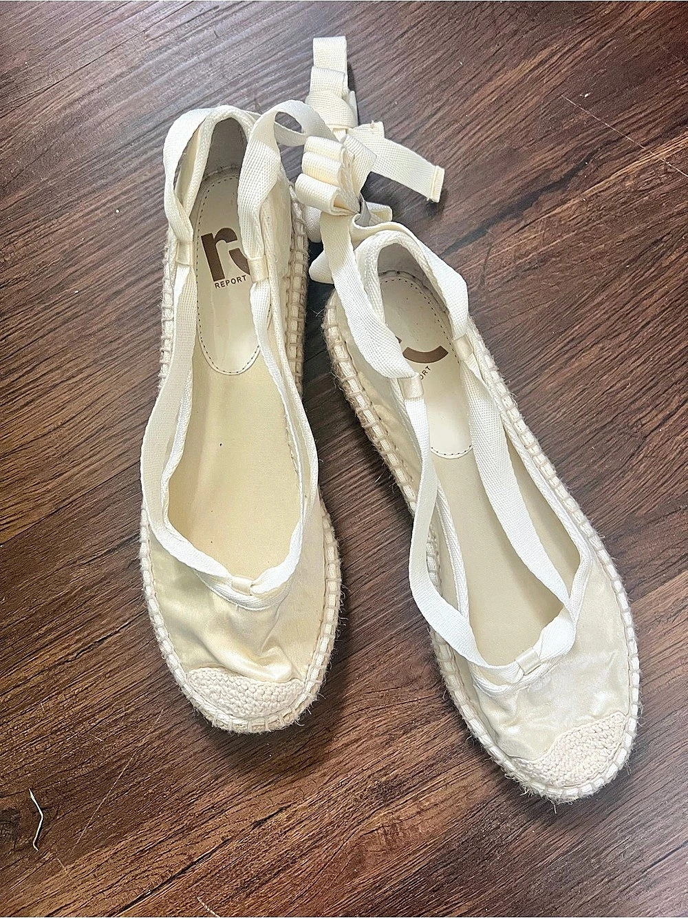 Report White Espadrille Ankle Tie Shoes